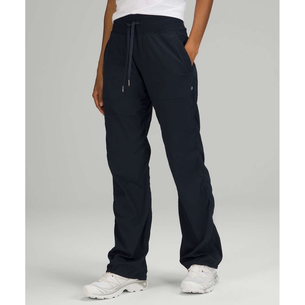 Lululemon Dance Studio Mid Rise Pants Straight Leg Black Travel Yoga Womens 12